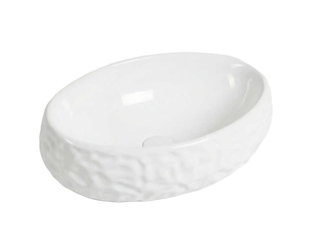 Lavoar ceramic oval A252BT – alb lucios, exterior reliefat
