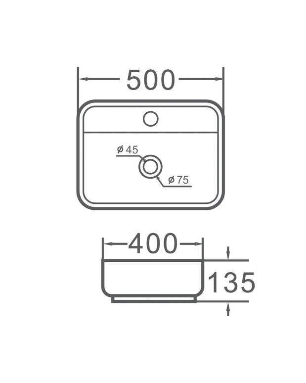 Lavoar ceramic dreptunghiular A422B – alb lucios