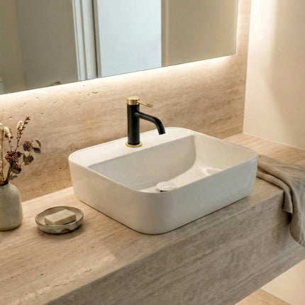 Lavoar ceramic pătrat A423B – alb lucios