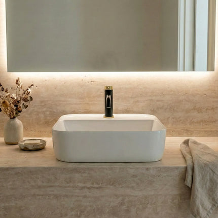 Lavoar ceramic pătrat A423B – alb lucios