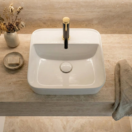 Lavoar ceramic pătrat A423B – alb lucios