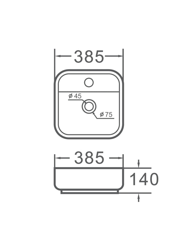 Lavoar ceramic pătrat A423B – alb lucios