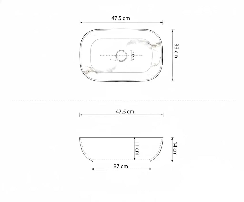 Lavoar  Zen - ceramic alb cu efect marmorat A426L
