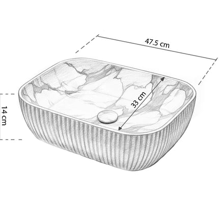 Lavoar  Zen - ceramic alb cu efect marmorat A426L