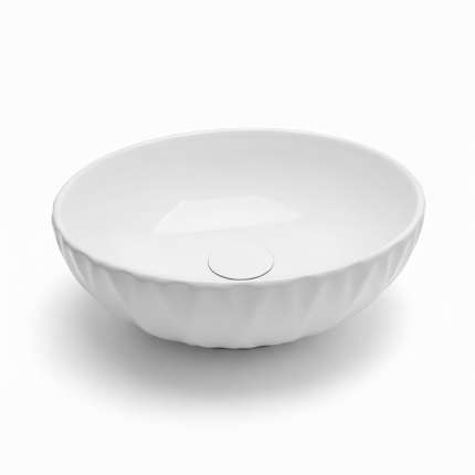 Lavoar pe blat rotund ceramic alb - A435H