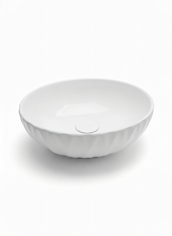 Lavoar pe blat rotund ceramic alb - A435H