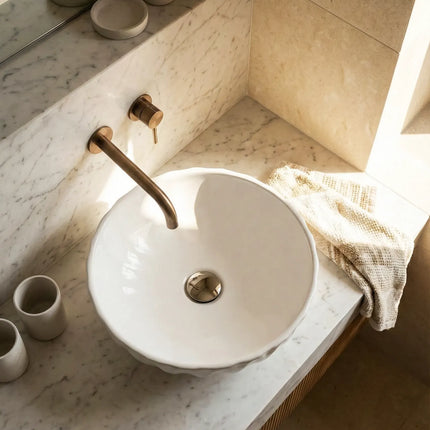 Lavoar pe blat rotund ceramic alb - A435H