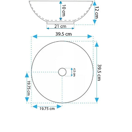 Lavoar pe blat rotund ceramic alb - A435H