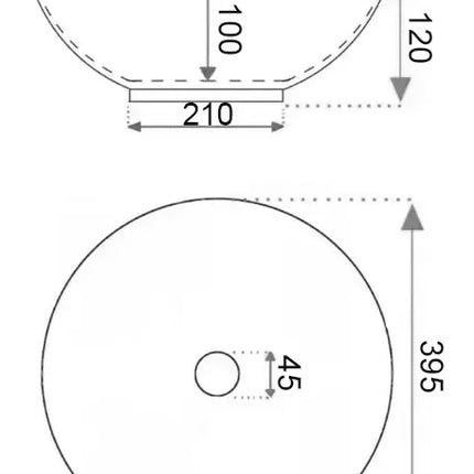 Lavoar pe blat rotund ceramic alb - A435H