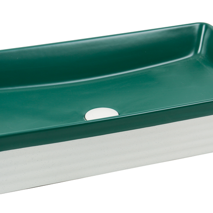 Lavoar ceramic dreptunghiular A442L-CA39M – design modern verde mat și alb mat