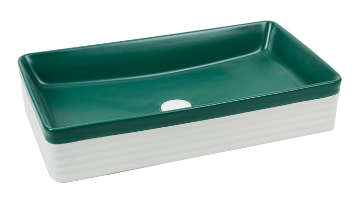 Lavoar ceramic dreptunghiular A442L-CA39M – design modern verde mat și alb mat