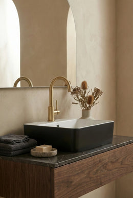 Lavoar ceramic dreptunghiular A449-CBKW – design modern alb lucios și negru lucios