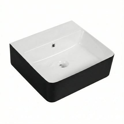 Lavoar ceramic dreptunghiular A449-CBKW – design modern alb lucios și negru lucios