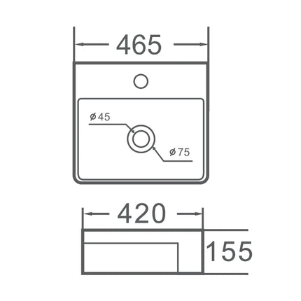 Lavoar ceramic dreptunghiular A449-CBKW – design modern alb lucios și negru lucios