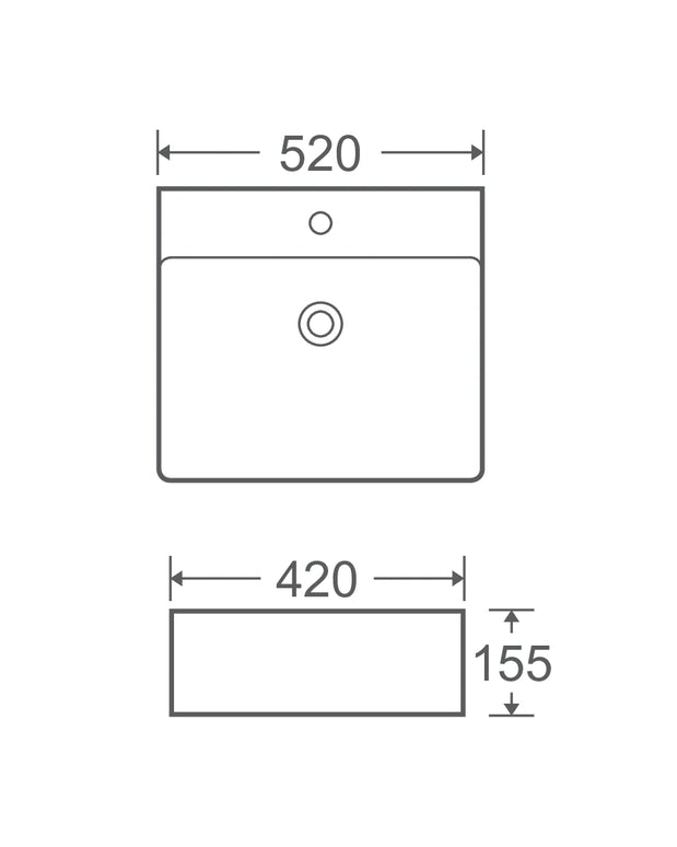 Lavoar ceramic dreptunghiular A450 –  alb lucios