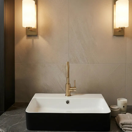 Lavoar ceramic dreptunghiular A451-CBKW – design modern alb lucios și negru lucios