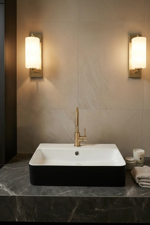 Lavoar ceramic dreptunghiular A451-CBKW – design modern alb lucios și negru lucios