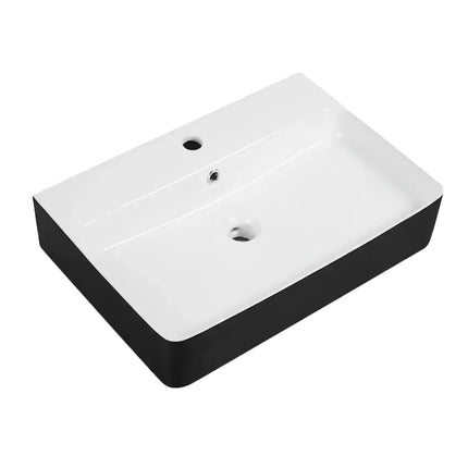 Lavoar ceramic dreptunghiular A451-CBKW – design modern alb lucios și negru lucios