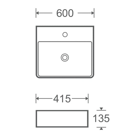 Lavoar ceramic dreptunghiular A451-CBKW – design modern alb lucios și negru lucios
