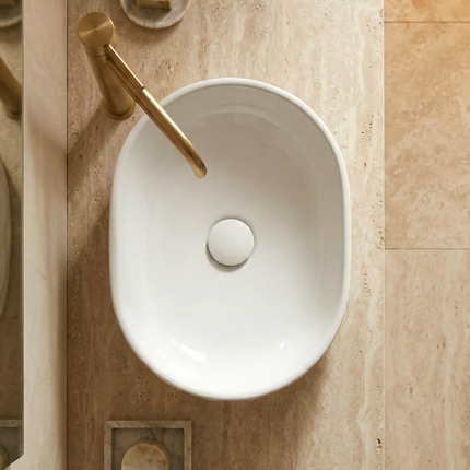 Lavoar ceramic oval A509T – alb lucios, exterior texturat