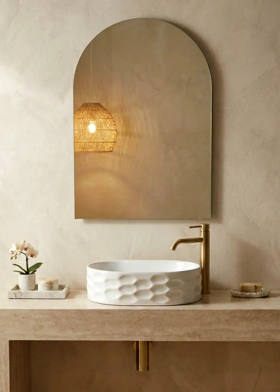 Lavoar ceramic oval A509T – alb lucios, exterior texturat