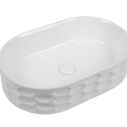 Lavoar ceramic oval A509T – alb lucios, exterior texturat