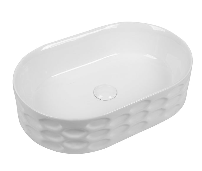 Lavoar ceramic oval A509T – alb lucios, exterior texturat
