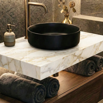 Lavoar ceramic rotund A524-CBK-M – design modern negru mat