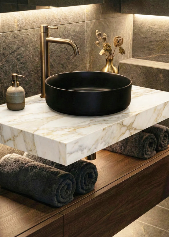 Lavoar ceramic rotund A524-CBK-M – design modern negru mat