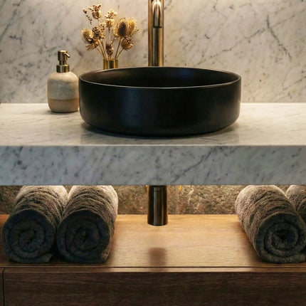 Lavoar ceramic rotund A524-CBK-M – design modern negru mat