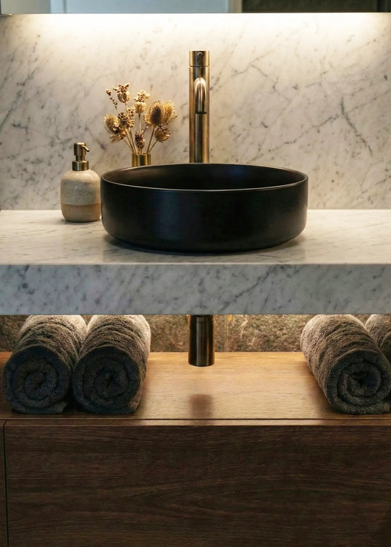 Lavoar ceramic rotund A524-CBK-M – design modern negru mat