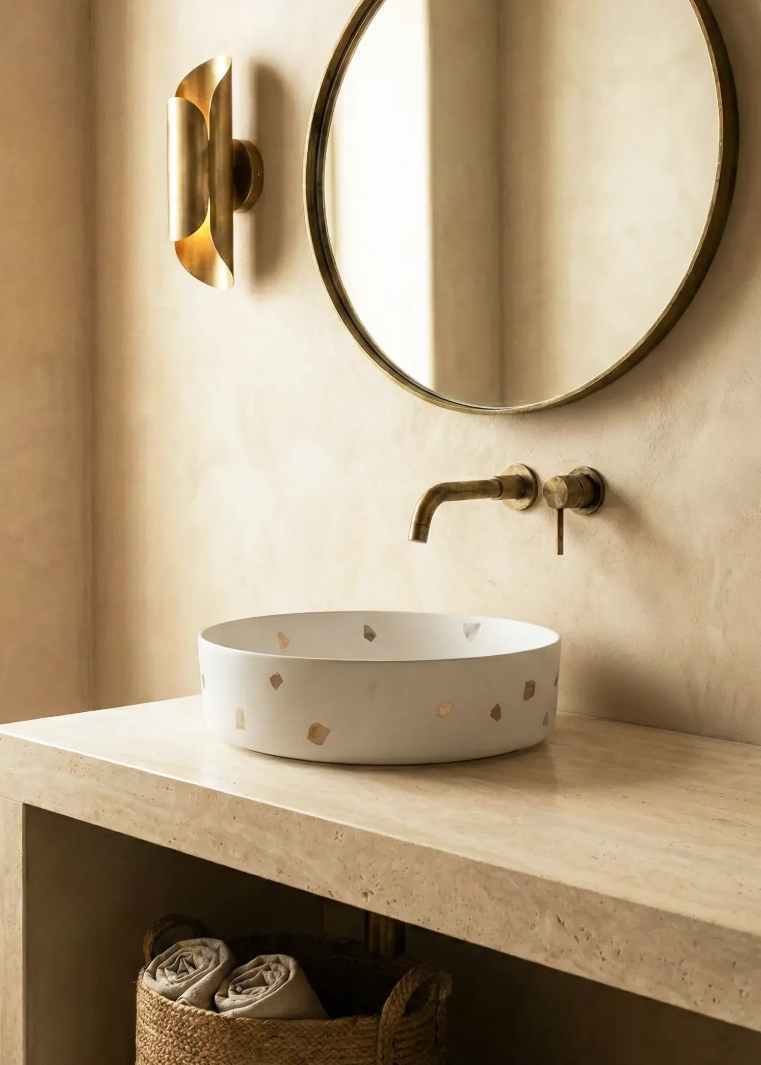 Lavoar Terrazzo Alb pe blat A524-DC01