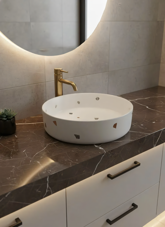 Lavoar Terrazzo  Alb pe blat  A524-DC01