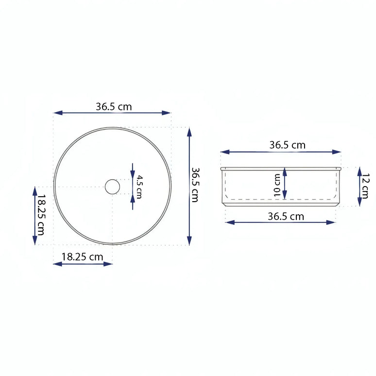 Lavoar rotund ceramic A524B-KG268 – alb marmorat cu accente aurii