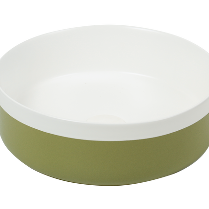 Lavoar ceramic rotund A524B-CA12M – design modern alb mat și verde deschis mat