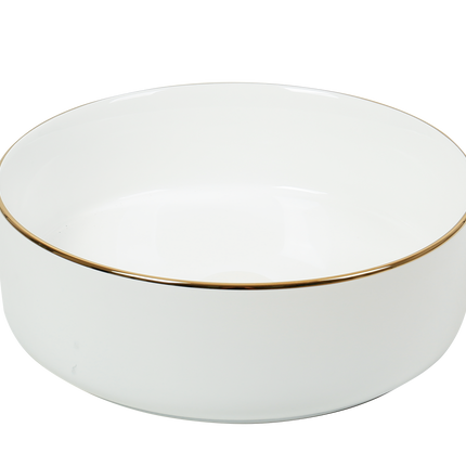 Lavoar ceramic rotund A524B-CWLG-M – design elegant alb mat cu linie aurie