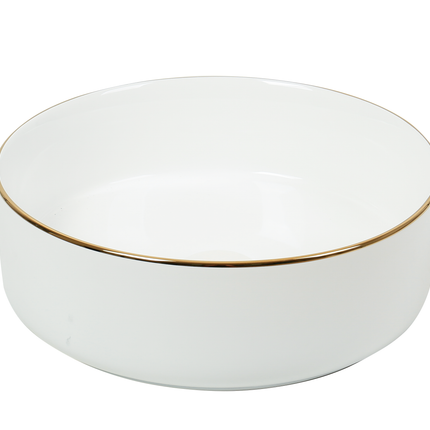 Lavoar ceramic rotund A524B-CWLG – design elegant alb lucios cu linie aurie