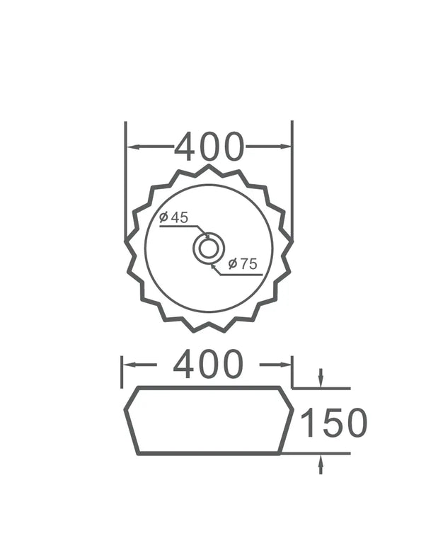 Lavoar ceramic rotund A535 – alb lucios, exterior geometric