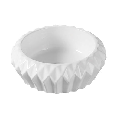 Lavoar ceramic rotund A535 – alb lucios, exterior geometric