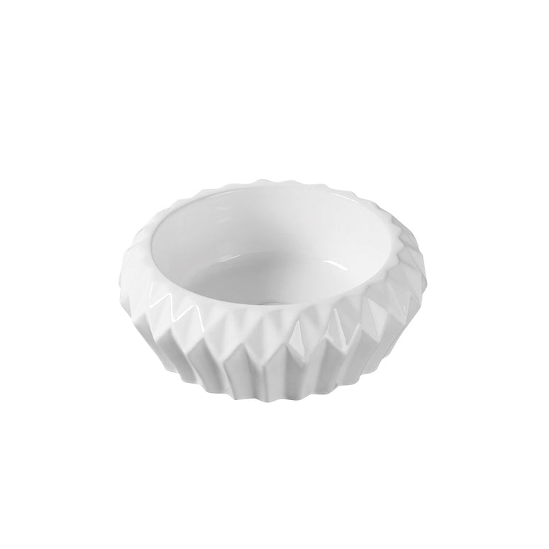 Lavoar ceramic rotund A535 – alb lucios, exterior geometric
