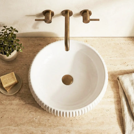 Lavoar ceramic rotund A544 – design modern alb lucios