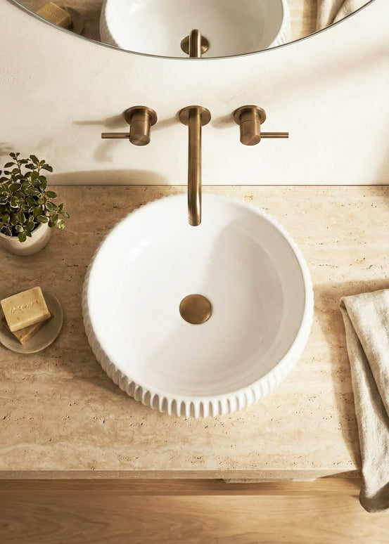 Lavoar ceramic rotund A544 – design modern alb lucios