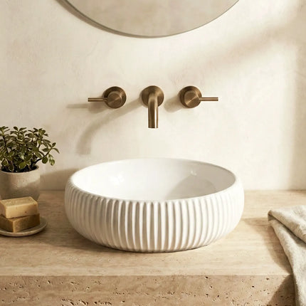 Lavoar ceramic rotund A544 – design modern alb lucios