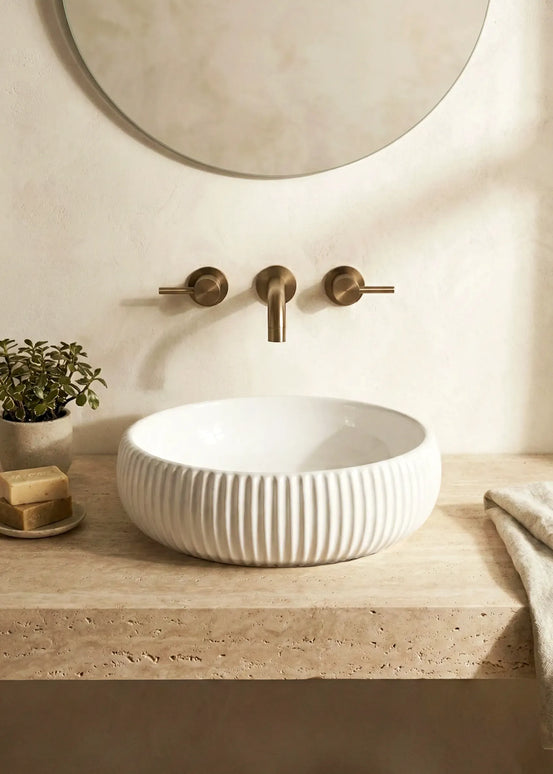 Lavoar ceramic rotund A544 – design modern alb lucios
