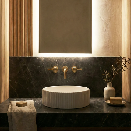 Lavoar rotund ceramic alb A545 – design texturat modern
