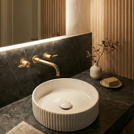 Lavoar rotund ceramic alb A545 – design texturat modern