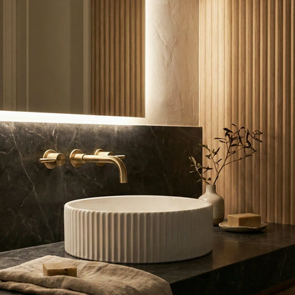Lavoar rotund ceramic alb A545 – design texturat modern