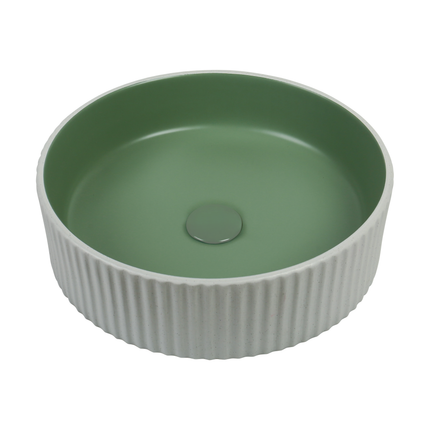 Lavoar ceramic rotund A545-CWJG-MRS – design modern verde mat și alb mat