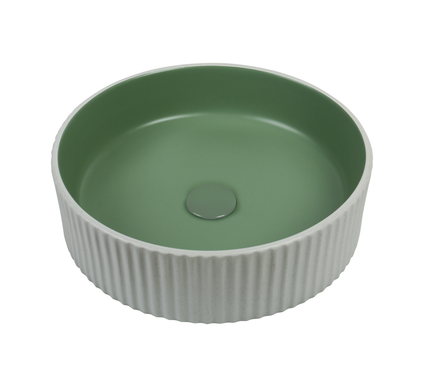 Lavoar ceramic rotund A545-CWJG-MRS – design modern verde mat și alb mat