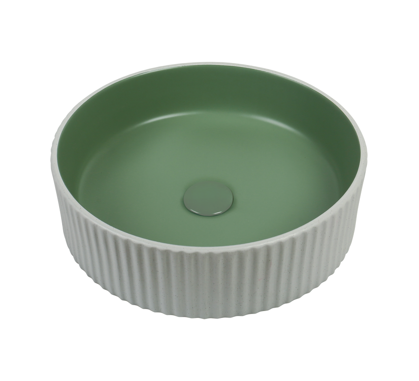 Lavoar ceramic rotund A545-CWJG-MRS – design modern verde mat și alb mat